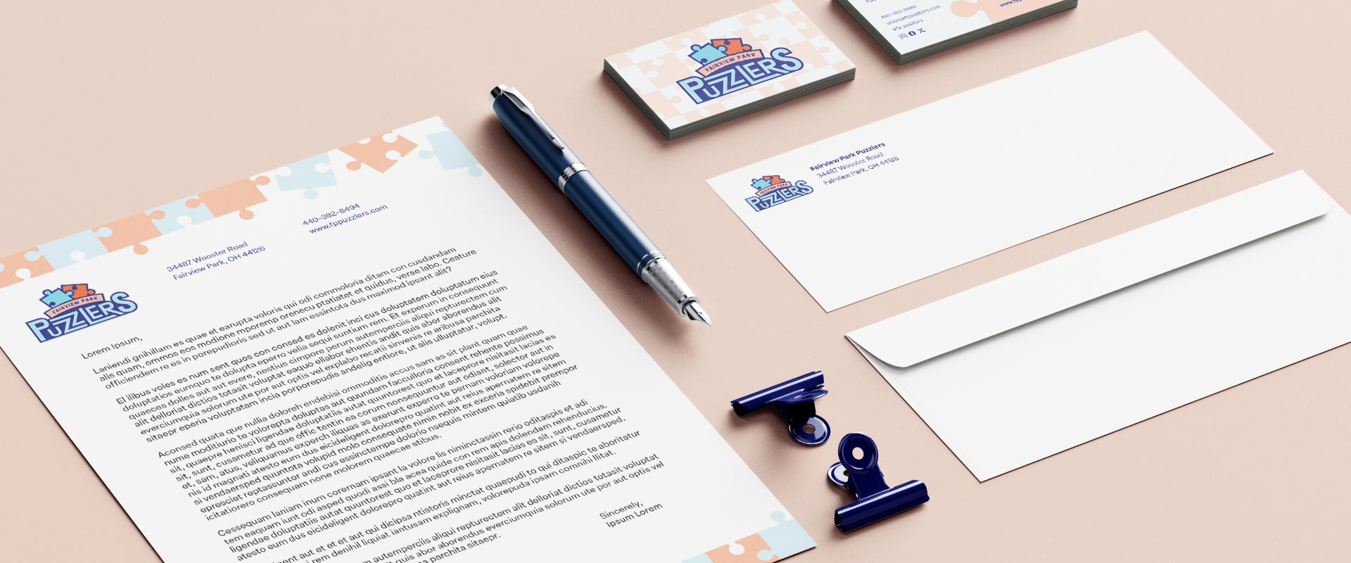 Puzzlers brand identity mockup